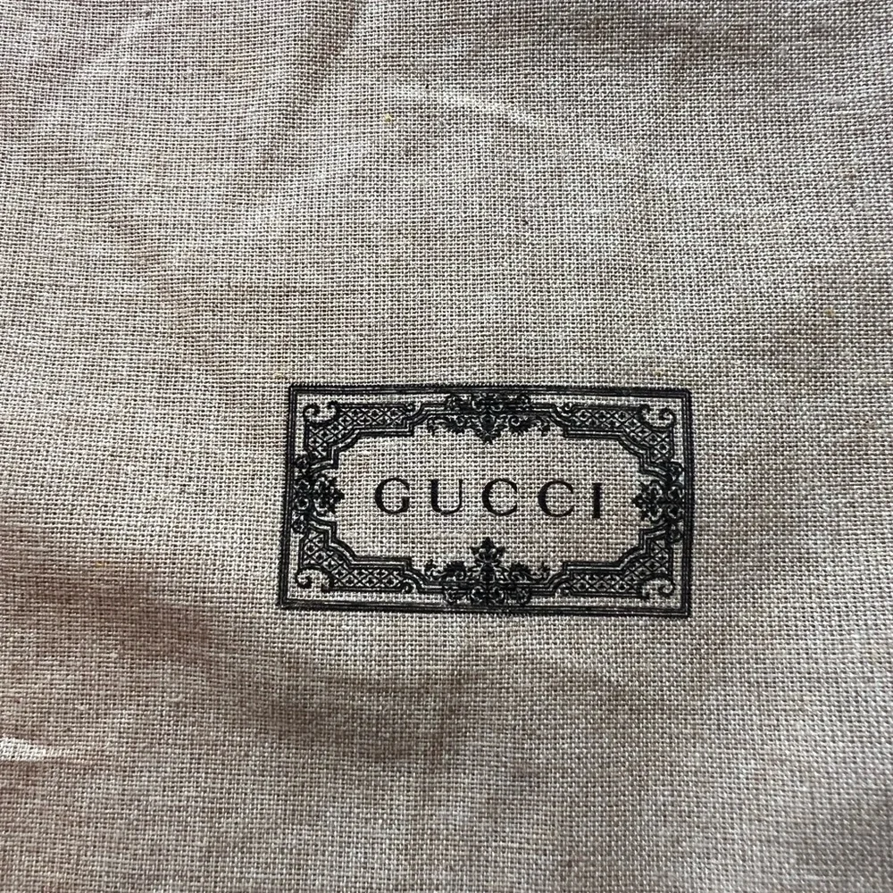 Gucci Shoe Bags new 6 total beige burlap w black stamp grossgrain ribbon - Picture 9 of 9